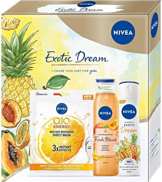 Zestaw Dla Kobiety Nivea Zestaw Exotic Dream Żel Pod Prysznic 300ml Deo 150ml Maseczka 7343