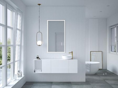 Cordia Classic Line rama srebrna lustro anoda 65x100 + led ciepła barwa + włącznik dotykowy na lustrze