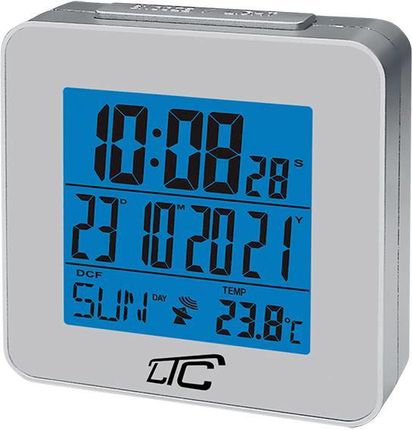 Zegar budzik z termometrem LTC sterowany radiowo - srebrny