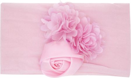 Szeroka Elegancka Różowa Opaska Z Kwiatkami Dla Dziewczynki Mikrofibra