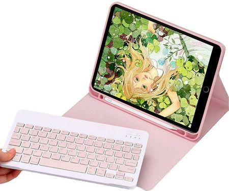 Etui z klawiaturą Bluetooth do Apple iPad 7/ 8 10.2 2019/ 2020 (Różowe)