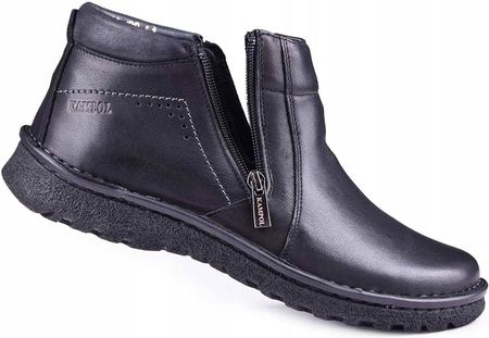 Buty skórzane męskie zimowe polskie czarne 46