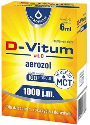 Oleofarm D-Vitum 1000 j.m. witamina D aerozol dla dzieci od 1. roku życia i dorosłych 6 ml