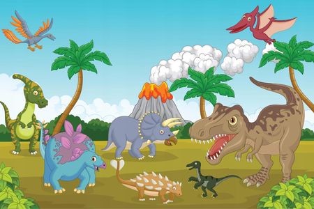Muralo Fototapeta Dla Dziecka Kolorowe Dinozaury 135x90