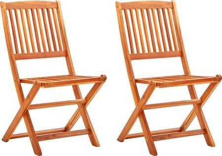 Vidaxl Składane Krzesła Ogrodowe 2Szt. Lite Drewno Eukaliptusowe