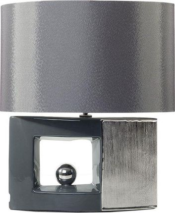 Lampa Stołowa Beliani Lampka Nocna Porcelanowa Szara Duero