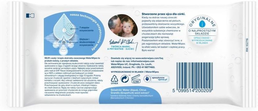 WaterWipes BIO Chusteczki nawilżane KARTON 12x60 szt.