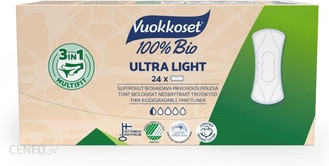 Vuokkoset, BIO, Wkładki higieniczne Ultra Light, 24 szt