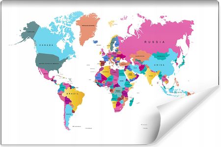Zixonw Fototapeta Kolorowa Mapa Polityczna Świata 135x90