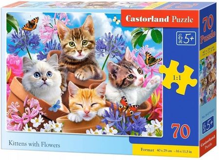 Castorland Puzzle 70El. Kittens With Flowers