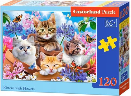 Castorland Puzzle 120El. Kittens With Flowers