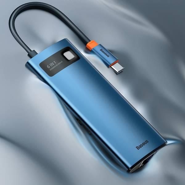 Baseus Metal Gleam Series 6-in-1 | Adapter HUB USB-C - HDMI 4K 3x USB3.0 USB-C RJ45 PD 100W - zdjęcie 1 Baseus Metal Gleam Series 6-in-1 | Adapter HUB USB-C - HDMI 4K 3x USB3.0 USB-C RJ45 PD 100W
