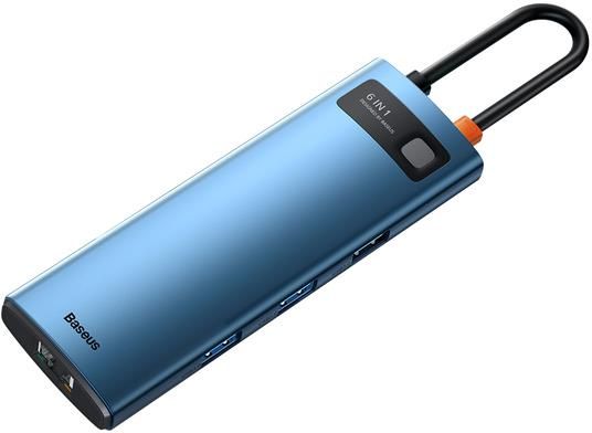 Baseus Metal Gleam Series 6-in-1 | Adapter HUB USB-C - HDMI 4K 3x USB3.0 USB-C RJ45 PD 100W - zdjęcie 2 Baseus Metal Gleam Series 6-in-1 | Adapter HUB USB-C - HDMI 4K 3x USB3.0 USB-C RJ45 PD 100W