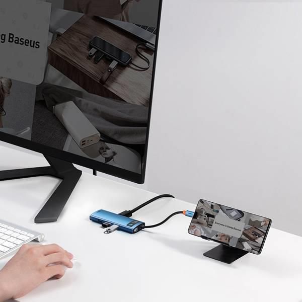 Baseus Metal Gleam Series 6-in-1 | Adapter HUB USB-C - HDMI 4K 3x USB3.0 USB-C RJ45 PD 100W - zdjęcie 3 Baseus Metal Gleam Series 6-in-1 | Adapter HUB USB-C - HDMI 4K 3x USB3.0 USB-C RJ45 PD 100W