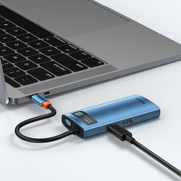 Baseus Metal Gleam Series 6-in-1 | Adapter HUB USB-C - HDMI 4K 3x USB3.0 USB-C RJ45 PD 100W - zdjęcie 6 Baseus Metal Gleam Series 6-in-1 | Adapter HUB USB-C - HDMI 4K 3x USB3.0 USB-C RJ45 PD 100W
