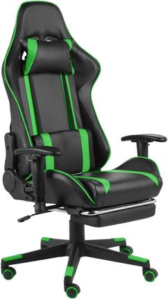 vidaXL Obrotowy fotel gamingowy z podnóżkiem, zielony, PVC 20486