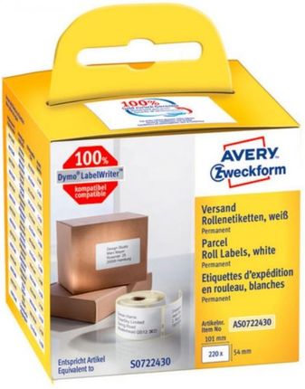 Etykiety w rolce do druku termicznego Avery Zweckform, 54 mm x 101 mm, 220 etykiet, białe, AS0722430