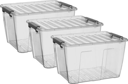 Plast Team Zestaw 3 Pojemników Z Pokrywą 15L Transparentny Home Box