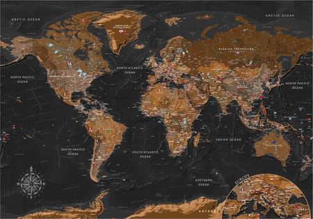 Deconest Fototapeta Świat: Stylowa Mapa 200x140