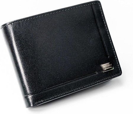 Kompaktowy czarny portfel ze skóry naturalnej wysokiej jakości