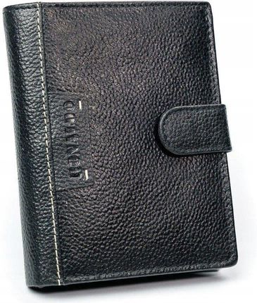 Męski duży portfel skórzany, pionowy z zapinką i ochroną RFID