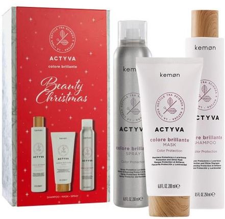 Kemon Actyva Colore Brillante świąteczny zestaw dla włosów farbowanych szampon, maska, spray