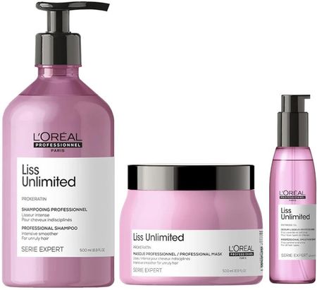 L'Oreal Professionnel Loreal Liss Unlimited Zestaw wygładzający do włosów: szampon 500ml + maska serum wygładzające 125ml