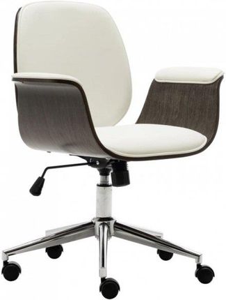 Krzesło Biurowe Białe Gięte Drewno I Sztuczna Skóra