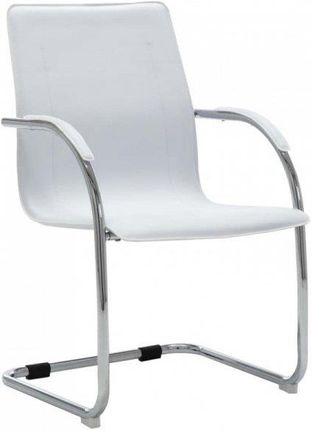 Krzesło Biurowe Wspornikowe Białe Sztuczna Skóra