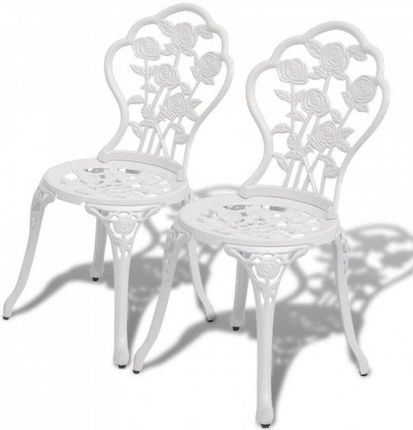 Krzesła Bistro 2Szt. Odlewane Aluminium Białe