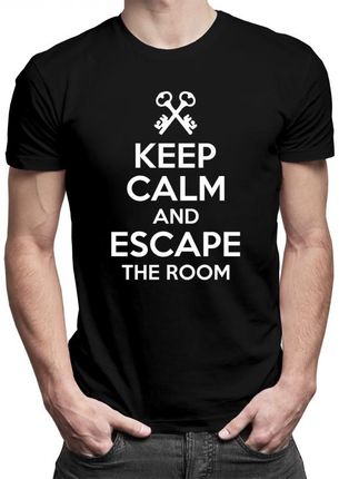 Koszulkowy Keep Calm And Escape The Room - Męska Koszulka Z Nadrukiem