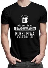 Koszulkowy Mój Sposób Na Zbilansowaną Dietę: Kufel Piwa W Obu Dłoniach - Męska Koszulka Z Nadrukiem