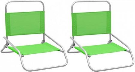 Składane Krzesła Plażowe 2Szt. Zielone Obite Tkaniną