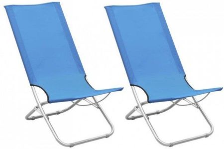 Składane Krzesła Plażowe 2Szt. Niebieskie Obite Tkaniną