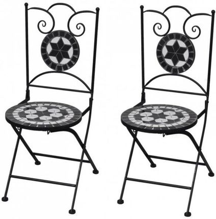 Składane Krzesła Bistro 2Szt. Ceramiczne Czarno-Białe