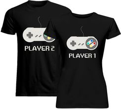 Koszulkowy Komplet Dla Pary - Player 1 (Damska) 2 (Męska) Wersja Koszulki Z Nadrukiem