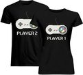Komplet dla pary - Player 1 (damska) Player 2 (męska) wersja 1 - koszulki z nadrukiem