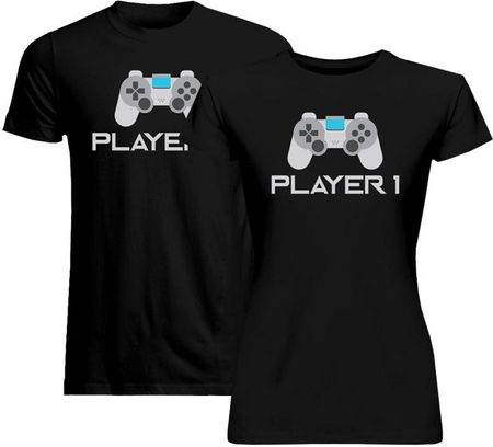 Koszulkowy Komplet Dla Pary - Player 1 (Damska) 2 (Męska) Wersja Koszulki Z Nadrukiem