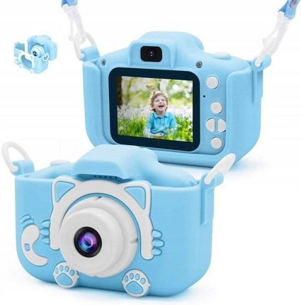 R2Invest Aparat Dla Dzieci Kamera Hd X5  Z Etui W Kształcie Zwierzątka Niebieski