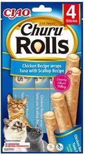 Inaba Cat Churu Rolls Kurczak z Tuńczykiem i przegrzebkami 4x10g