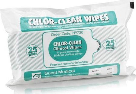 Medilab Chlor-Clean Wipes Chusteczki Suche Do Mycia I Dezynfekcji Powierzchni Wyposażenia Inkrustowane Chlorem