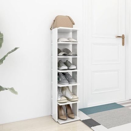 vidaXL Szafka Na Buty Biała Z Połyskiem 25X27X102Cm Płyta Wiórowa 808497 - zdjęcie 2