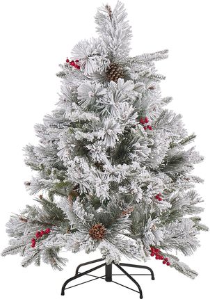 Beliani Sztuczne drzewko świąteczne choinka 120 cm ośnieżone ruchome gałęzie Masala