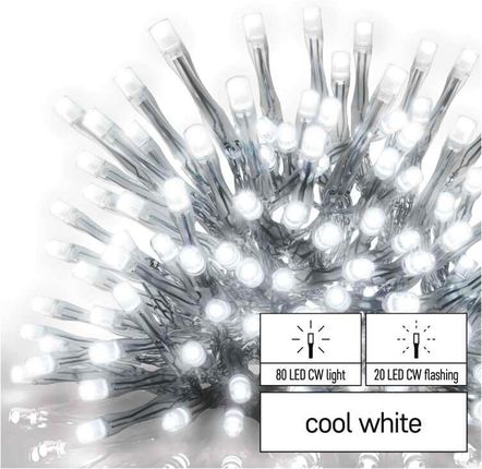 Emos Pl Spzoo Oświetlenie Świąteczne Łączone Standard Sople 100Led 2 5 M Zimna Biel + Zimna Biel Miga Ip44 112994