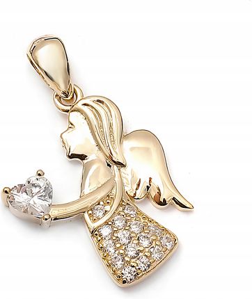 Mo-Biżuteria Zawieszka srebrny aniołek z sercem