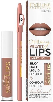 Eveline Eveline Cosmetics Oh! My Velvet Lips Liquid Matt Lip Kit zestaw matowa pomadka w płynie 4.5ml + konturówka do ust 1szt 13 Brow
