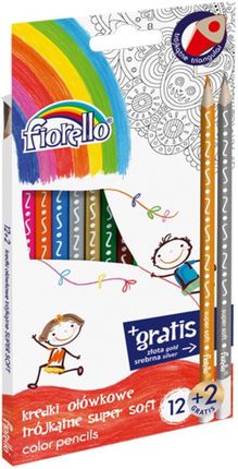 Fiorello Kredki Ołówkowe Super Soft 12 Kolorów Trójkątne 170-2150