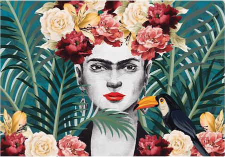 Wallarena Fototapeta Kwiaty Liście Frida Kahlo Tukan 416x290