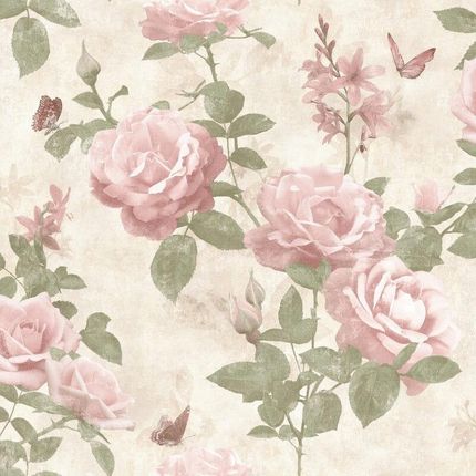 Tapeta Wzór Romantyczne Kwiaty Róże Glamour