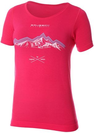 Brubeck Koszulka Turystyczna Z Merino Damska Malinowy Góry Różowy